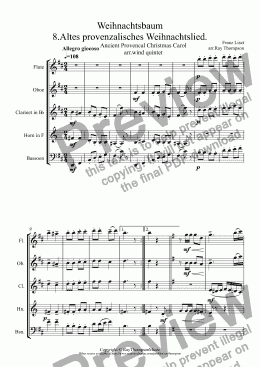 page one of Liszt:Weihnachtsbaum (Christmas Tree Suite) No.8. Altes provenzalisches Weihnachtslied. (Old Provencal Christmas Carol) arr. wind quintet