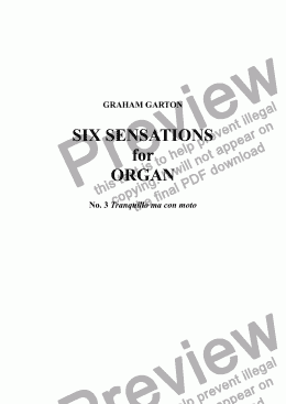 page one of ORGAN 3-Man. & Ped. - ORGAN - SIX SENSATIONS for Organ No.3 Tranquillo ma con moto