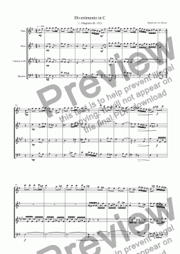 page one of Mozart Divertimento in C