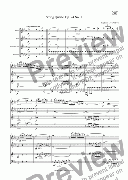 page one of Haydn String Quartet Op. 74 No. 1