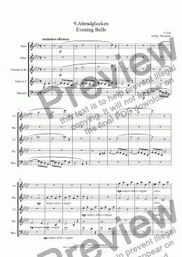 page one of Liszt:Weihnachtsbaum (Christmas Tree Suite No.9. Abendglocken (Evening Bells) arr.wind quintet