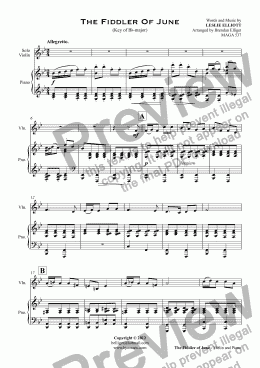 page one of The Fiddler Of June  (Key of Bb-major) Violin Solo
