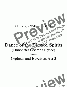 page one of Dance of the Blessed Spirits Orpheus and Eurydice, Act 2