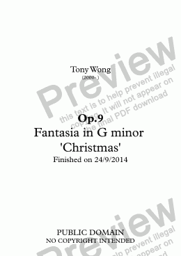 page one of Op.9 Fantasia in G minor 'Christmas'