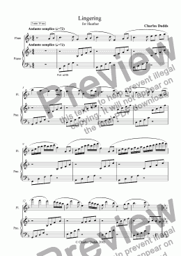 page one of Lingering (Flute & Piano)