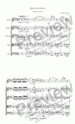 page one of Boccherini Flute quintet in E