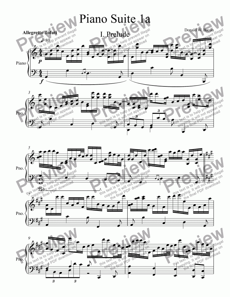 page one of Piano Suite 1a - I. Prelude