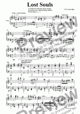 page one of Lost Souls  - piano