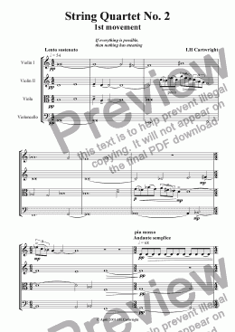 page one of String Quartet No.2 -1st Movement