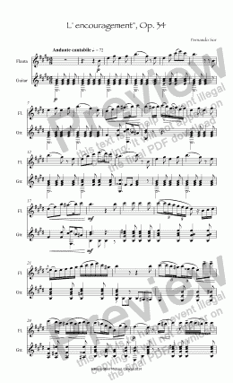page one of Sor L’ encouragement" for flute & guitar 