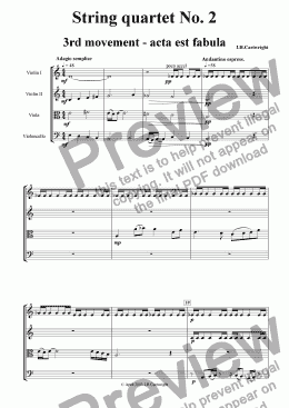 page one of String Quartet No.2 - 3rd movement - acta est fabula