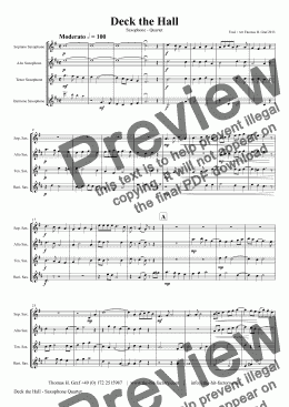 page one of Deck the Halls - Saxophone Quartet