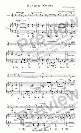 page one of Reinecke Sonata for flute & piano Ondina