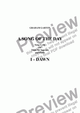 page one of *SONG CYCLE - ’A SONG OF THE DAY’  No1 - 'DAWN' for Tenor or Soprano with Piano (Four Songs) Words: J. R. Heron