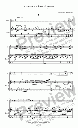 page one of Beethoven Sonata for flute & piano