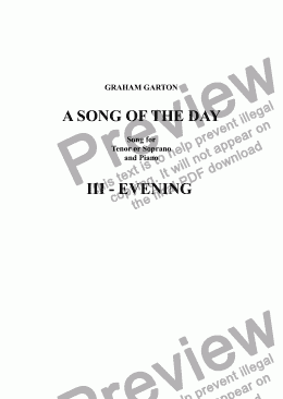 page one of *SONG CYCLE - ’A SONG OF THE DAY’ No.3 - ’EVENING’ for Tenor or Soprano and Piano