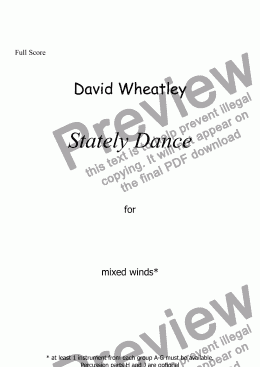 page one of Stately Dance for mixed winds by David Wheatley 