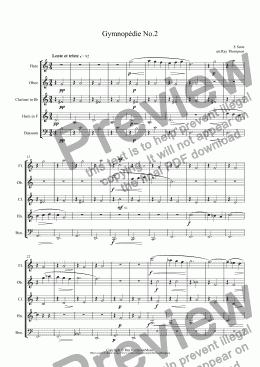 page one of Satie: Gymnopédie No.2 arr.wind quintet
