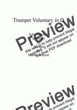 page one of Trumpet Voluntary in D for String Orchestra/Quartet 