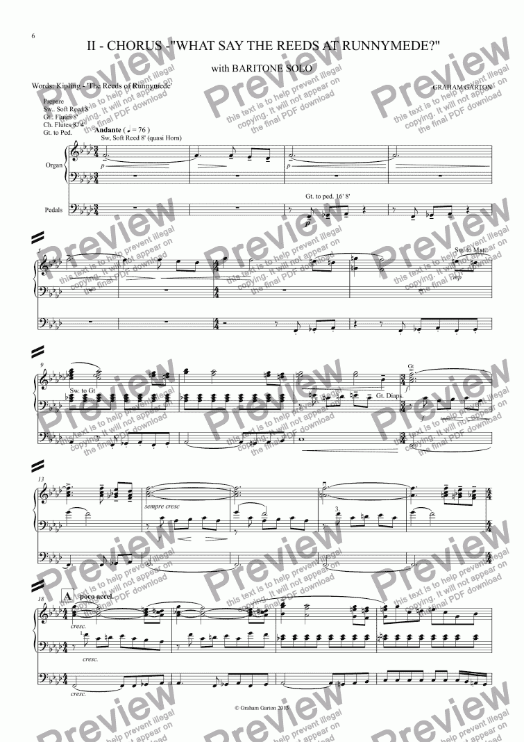 page one of MAGNA CARTA CANTATA with ORGAN acc. No.2 - CHORUS -"WHAT SAY THE REEDS AT RUNNYMEDE?" Vocal Score