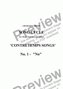 page one of *SONG CYCLE - ’CONTRETEMPS SONGS’ - No.1 "No" for Mezzo-Soprano and Piano - Words: J. R. Heron