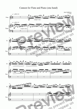 page one of Cannon for Flute and Piano (one hand)