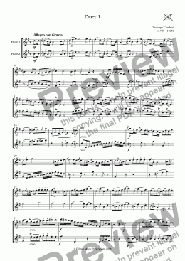 page one of Cambini Six Flute Duets