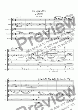 page one of Ravel: Ma Mère L’Oye (Mother Goose Suite) Mvt.I.Pavane arr. wind quintet