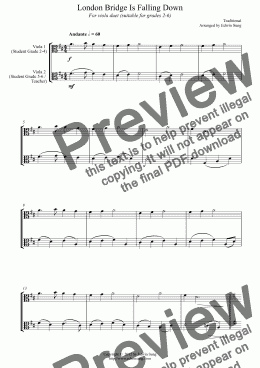 page one of London Bridge Is Falling Down (for viola duet, suitable for grades 2-6) (151VADU02)