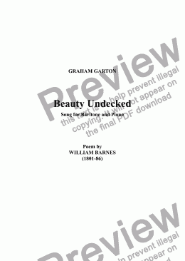 page one of SONG - ’BEAUTY UNDECKED’ for Baritone and Piano -  Words: William Blake (1801-86)