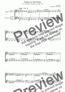 page one of Turkey In The Straw (for violin duet, suitable for grades 2-6) (151VNDU04) 