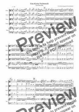 page one of Eine Kleine Nachtmusik (1st movement) for Viola Quartet