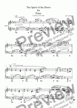 page one of The Spirit of the Dawn for  Piano
