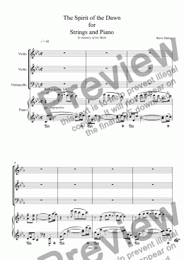 page one of The Spirit of the Dawn for  Strings and Piano