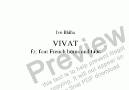 page one of VIVAT for 4 French horns and tuba