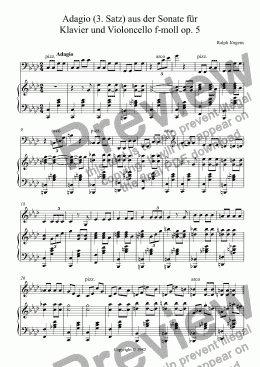page one of Adagio (3. Satz) aus der Sonate für Klavier und Violoncello f-moll op. 5
