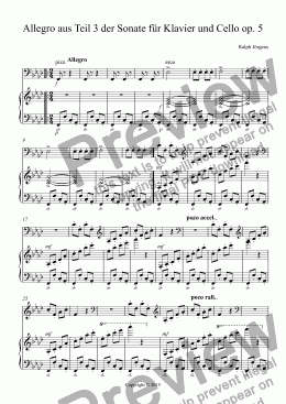 page one of Allegro aus Teil 3 der Sonate für Klavier und Cello op. 5