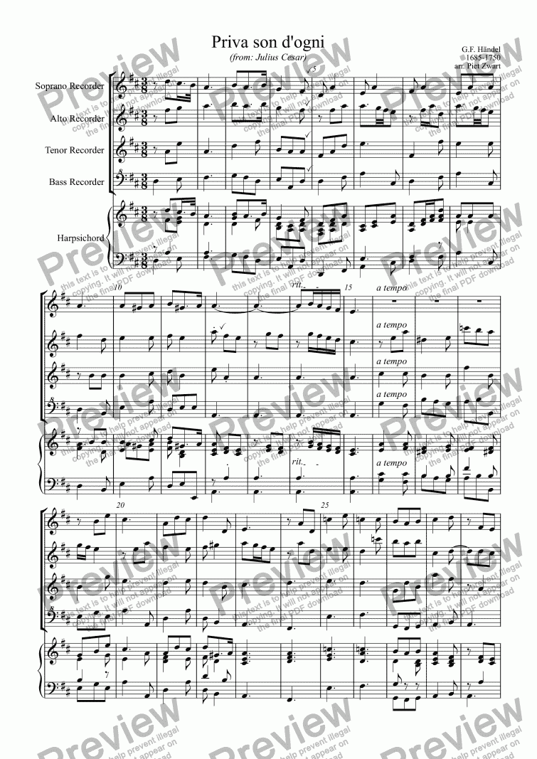 page one of Priva son d’ogni (Händel)