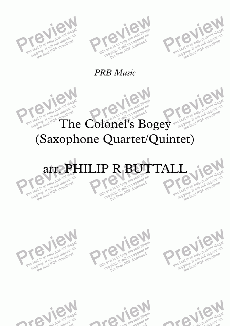 page one of The Colonel’s Bogey (Saxophone Quartet / Quintet)