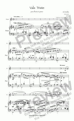 page one of Vals  Triste  para flauta & piano
