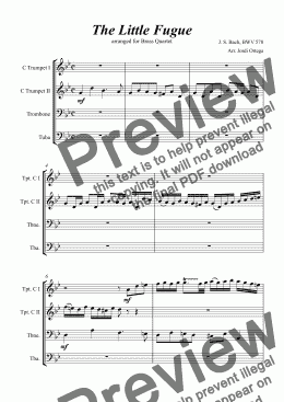 page one of The Little Fugue - Brass Quartet