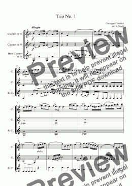 page one of Trio No. 1 for 3 clarinets