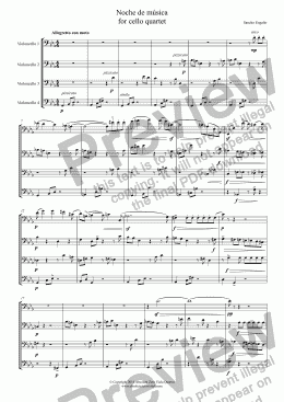 page one of Engano - Noche de Música - for cello quartet
