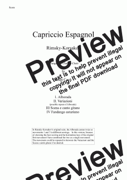 page one of Capriccio Espagnol - (Clarinet Choir)
