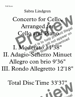 page one of Concerto for Cello, Arranged for Cello and Piano III. Rondo allegretto
