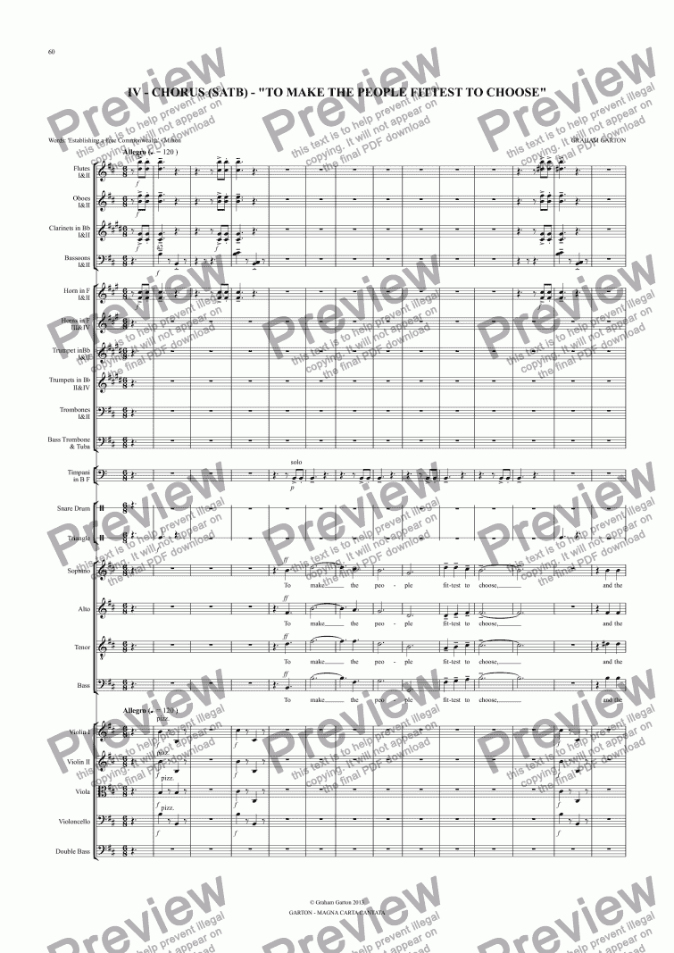 page one of Magna Carta Cantata - No.4 - Full Score - CHORUS (SATB) - "TO MAKE THE PEOPLE FITTEST TO CHOOSE"