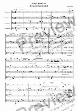 page one of Engano - Noche de Música - for contrabass quartet