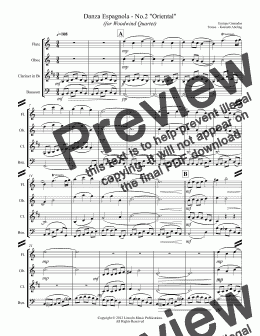 page one of Granados - Danza Espagnola - No.2 "Oriental" (for Woodwind Quartet)