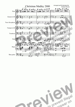 page one of Christmas Medley 2000 for Mixed Instrumental Ensemble, Choir, and Rhythm Section/A Chritmas Tradition