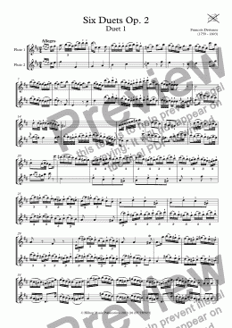 page one of Devienne Six flute duets